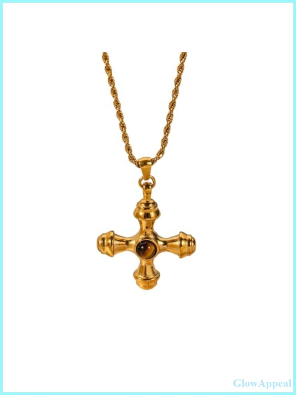18K Gold Plated Cross Necklace Chunky Y-Necklace Vintage Y2K Elegant Summer